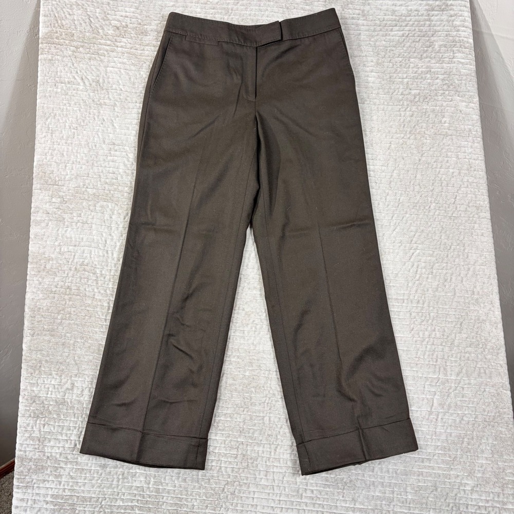 Talbots Petites Brown Wool Blend Cuffed Trousers Italian Fabric Size 6P